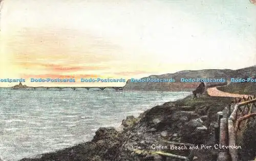 R485983 Clevedon Green Beach and Pier G Wyatt Stuckey Schreibwaren