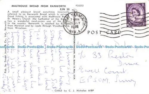 R487594 Malthouse Broad from Ranworth EJN 30 Ernest Joyce C J Nicholas AIBP Plas