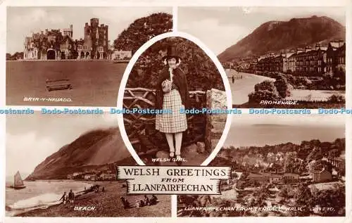 R487697 Welsh Greetings from Llanfairfechan 219270 RP Valentines 1938 Multi View