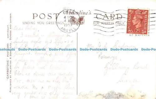 R484180 Oban Dunollie Castle and Maiden Island Valentine Carbotone 1953