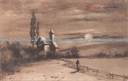 R488197 Gemälde Postkarte Bonne Annee Ufficio Revisione Stampa Milano N 1464