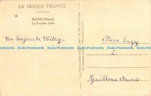 R489761 La Douce France Reims Marne La Fontaine Sube Yvon