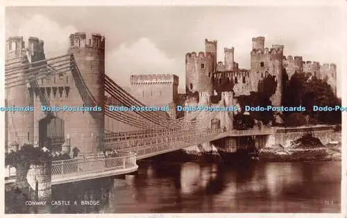 R488291 Conway Castle and Bridge 5619 Valentines RP 1947