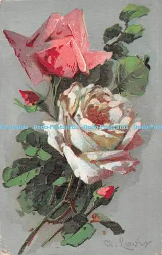 R490070 Grußkarte Rosen C E M 1917