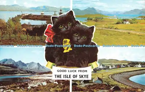 R490747 Viel Glück vom Isle of Skye Armadale Pier Loch Slapin und Blaven Mul