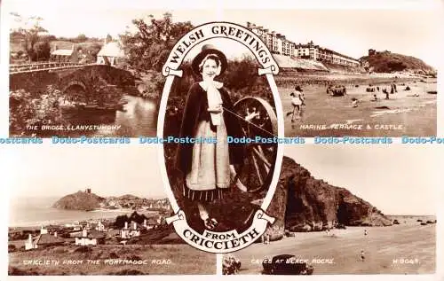 R490768 Welsh Greetings from Criccieth Llanystundwy The Bridge Marine Terrace an