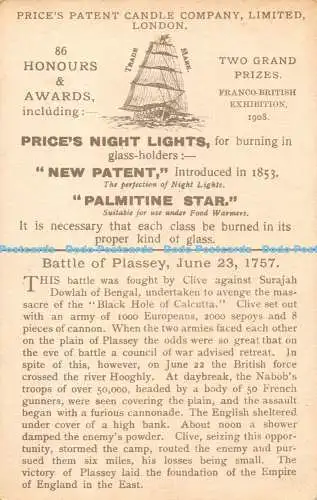 R491020 Battle of Plassey Price Night Lights Price Patent Candle Company Limited