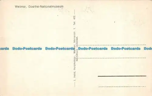 R103717 Schlaf und Sterbezinmer Goethes. Weimar. Goethe Nationalmuseum. L. Held