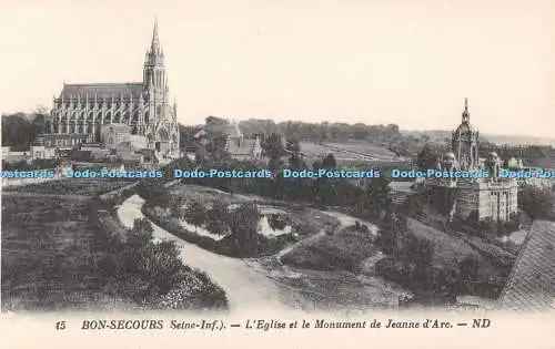 R491100 Bon Secours Seine Inf L Eglise et le Monument de Jeanne d Arc Levy et Ne