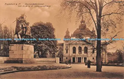 R491189 Frankfurt a M Bismarckdenkmal mit Blick n d Schauspielhaus