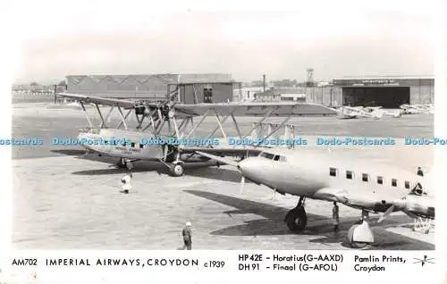 R496623 AM702 Imperial Airways Croydon c1939 HP 42E Horatius G AAXD DH 91 Finaal