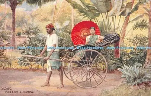 R496734 Colombo Tamil Lady in Rickshaw Oilette Tuck