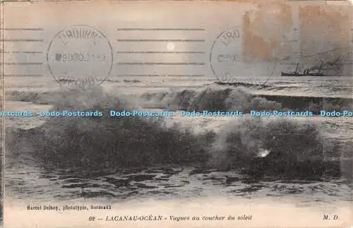 R493122 Marcel Delboy 62 Laganau Ocean Vagues au coucher du soleil M D 1930 J Ri