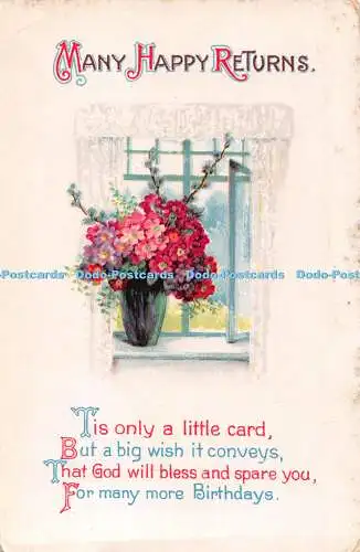 R495205 Viele Happy Returns Fensterblumen in einer Vase auf der Fensterbank stehend