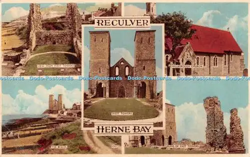 R498940 Reculver Herne Bay West Towers Hillborough Church The Beach Shoesmith an