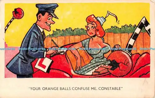 R497230 Your Orange Balls Confuse Me Constable Jester Comicard