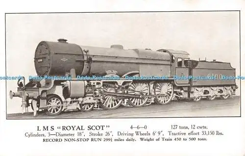 R497508 L M S Royal Scot 4 6 0 Record Non Stop Run McC