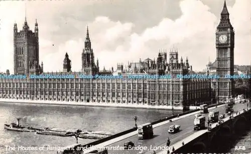R499396 London The Houses of Parlament and Westminster Bridge R D Freeman 1956