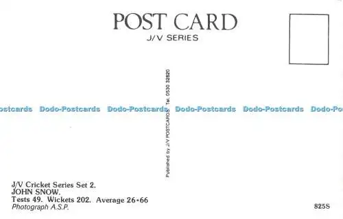R494114 J A Snow J V Postkarten J V Cricket Serie Set 2 A S P