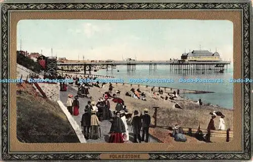 R499601 Victoria Pier and Lower Promenade Folkestone Tuck Framed Gem Glosso 753