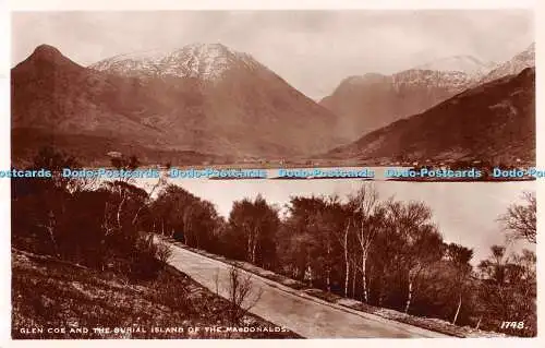 R497883 Glen Coe and the Burial Island of the Macdonalds J B White RP