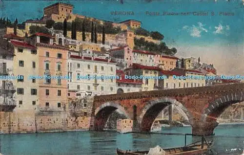 R496266 Verona Ponte Pietra con Castel S Pietro Visto Rev Stampa Milano 3575