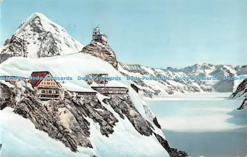 R501800 Jungfraujoch mit Monch und Aletschgletscher Berghaus Observatorium und m