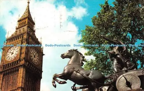 R501830 London Big Ben and Boadicea Statue 1970