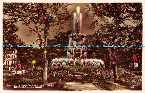 R500475 Brighton by Night Steine Gardens The Fountain RP 1953