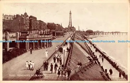 R500917 Blackpool Three Promenades N S Valentine Phototype Multi View 1946