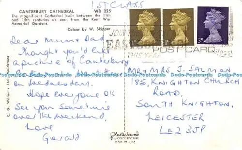 R502767 Canterbury Cathedral WB 225 C G Williams Plastichrome Farbbild 1970