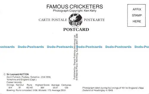 R503058 Sir Leonard Hutton berühmte Cricketspieler Briefmarke Werbung wert Ken Kelly