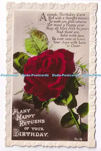 R504056 Viele Happy Returns of your Birthday IIV 18 Eine einfache Geburtstagskarte aber wi