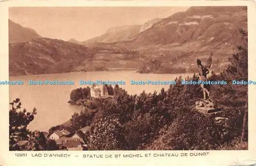 R505005 Lac D Annecy Statue de St Michel et Chateau de Duingt Braun