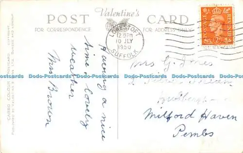 R508193 Die Promenade Lowestoft G 5001 R Carbo Farb Postkarte Valentinstag 1950