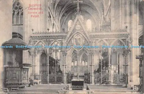 R506971 Hereford Cathedral Screen and Pulpit G F Turner 1905