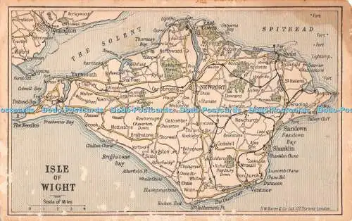 R507480 Isle of Wight Scale of Miles Map G W Bacon Excelsior