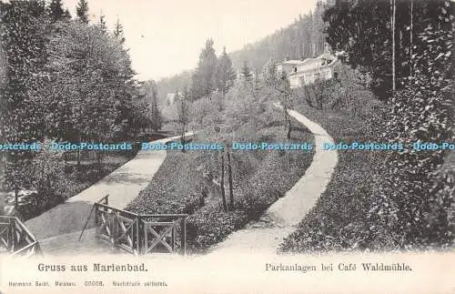 R505932 Gruss aus Marienbad Parkanlagen bei Cafe Waldmuhle Hermann Seibt