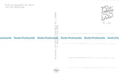 R507626 Blick auf Braubach am Rhein und die Marksburg Hersteller und Verlag Scho