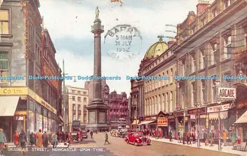 R510513 Newcastle Upon Tyne Grainger Street Valentine Art Farbe G W Blow 1952