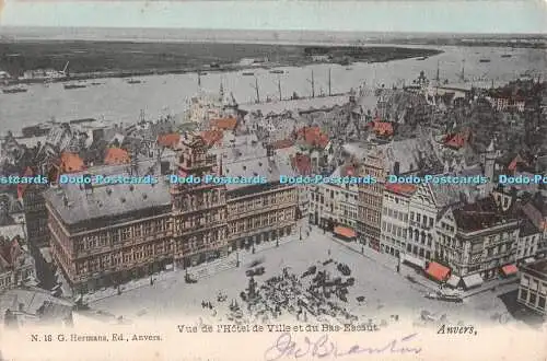 R510551 Vue de l Hotel de Ville et du Bas Escaut Anvers G Hermann