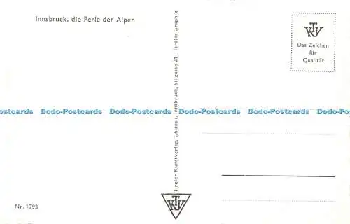 R507761 Innsbruck Die Perle Der Alpen K T V Tiroler Kunstverlag Chizzali Nr 1793