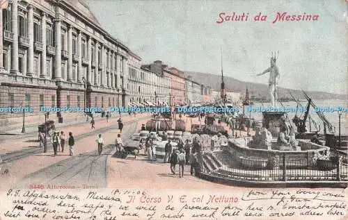 R510483 Saluti da Messina Il Corso V E col Nettuno Alterocca Terni 1906