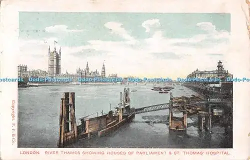 R511988 London River Thames Showing House of Parliament und St Thomas Hospital F