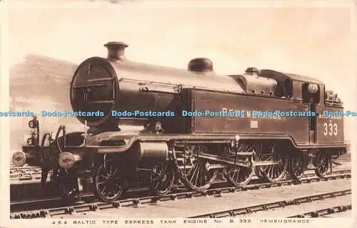 R512656 4 6 4 Baltic Type Express Tank Engine No B 333 Remembrance Southern Rail