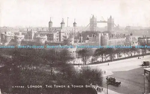 R512924 A 48582 London The Tower and Tower Bridge Sepiatone Series Photochrom