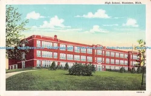 R512989 High School Manistee Mich 5B498 N Curteich C T American Art