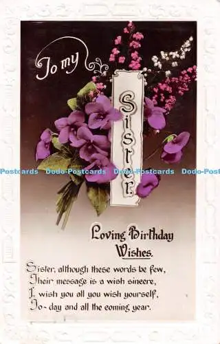 R515260 To my Sister Loving Birthday Wishes Purple flowers RP 1933