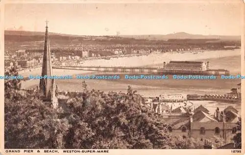 R513044 Weston Super Mare Grand Pier and Beach J Salmon 1954