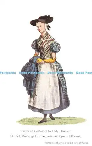 R515280 Kambrische Kostüme von Lady Llanover Nr. VII walisisches Mädchen im Kostüm von P